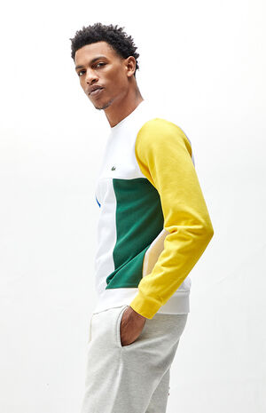 Lacoste Fleece Colorblock Crew Neck Sweatshirt | PacSun