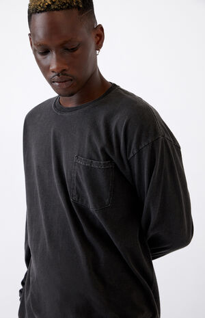 PacSun Black Vintage Wash Pocket Long Sleeve T-Shirt | PacSun