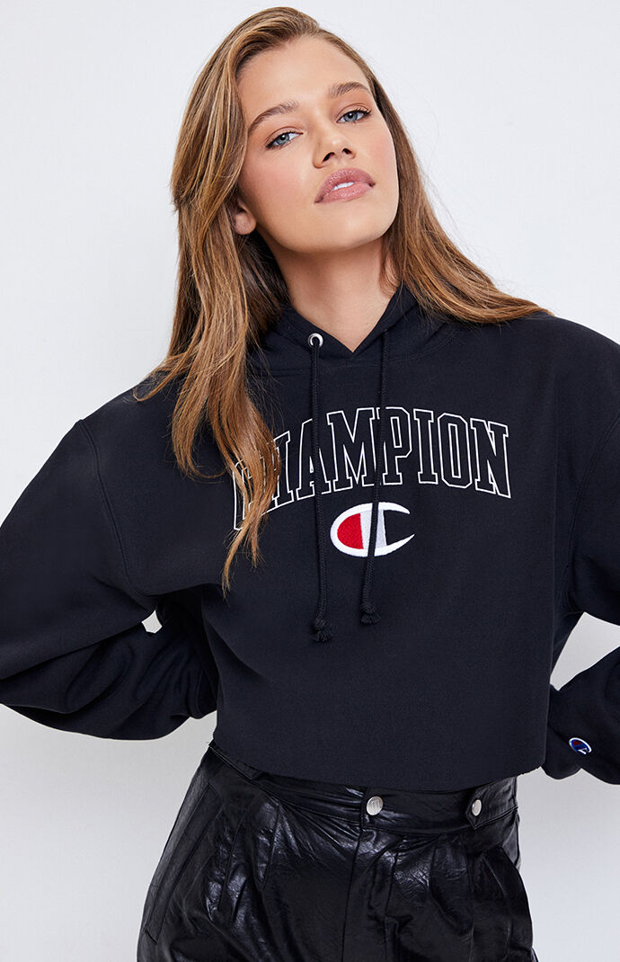black crop champion hoodie