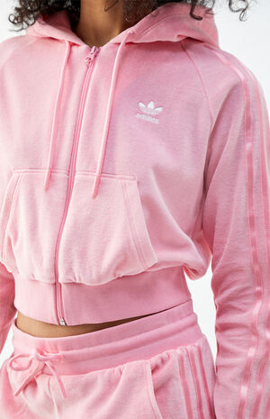 adidas Pink Velour Hoodie | PacSun