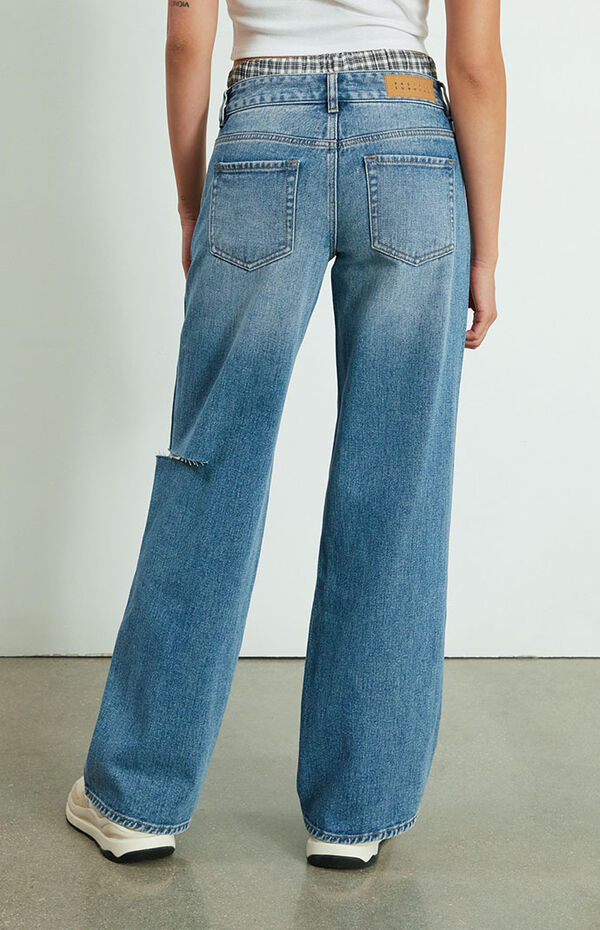 PacSun Medium Blue Ripped Low Rise Baggy Jeans | Vancouver Mall