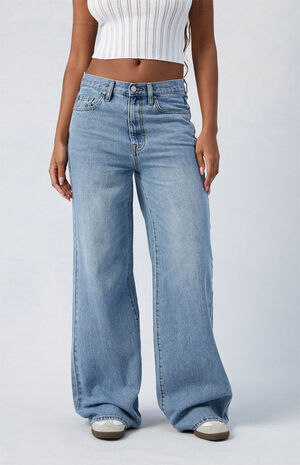PacSun Medium Indigo Dakota Mid Rise Baggy Jeans | PacSun