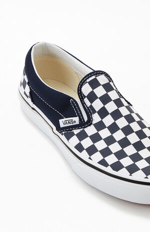 Vans Kids Navy & White Checker Classic Slip-On Shoes | PacSun