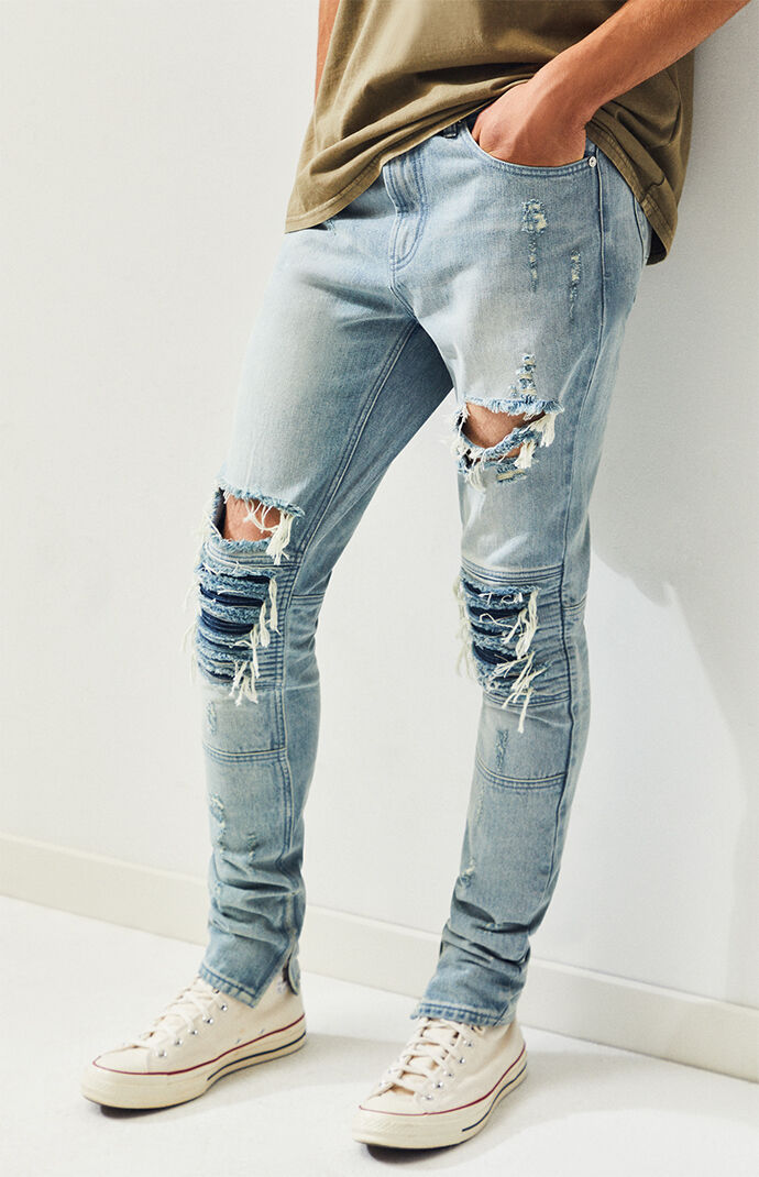 stacked ripped jeans