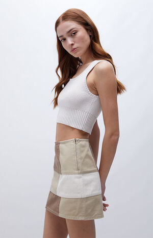PacSun Brown Patchwork Mini Skirt | PacSun