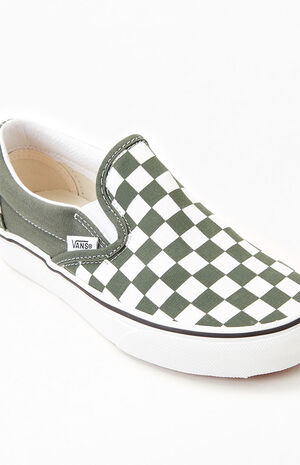Vans Green Checkered Classic Slip-On Sneakers | PacSun