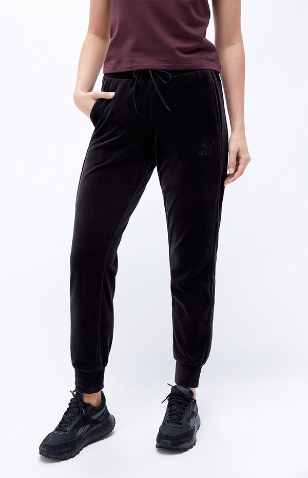 Puma Black Iconic T7 Velour Sweatpants | PacSun