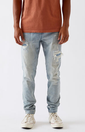 Light Stitch & Repair Stacked Skinny Jeans | PacSun | PacSun