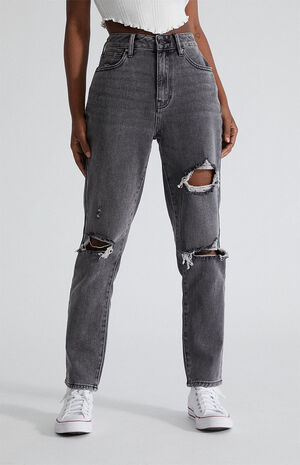PacSun Faded Black Ripped Mom Jeans | PacSun