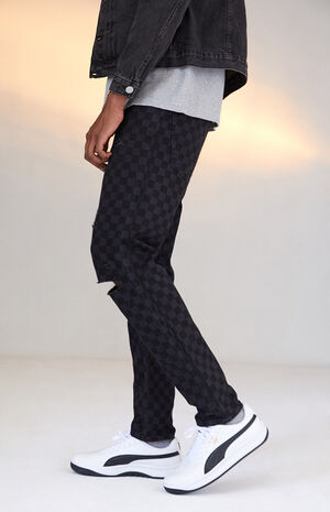 PacSun Black Checkerboard Slim Taper Jeans | PacSun
