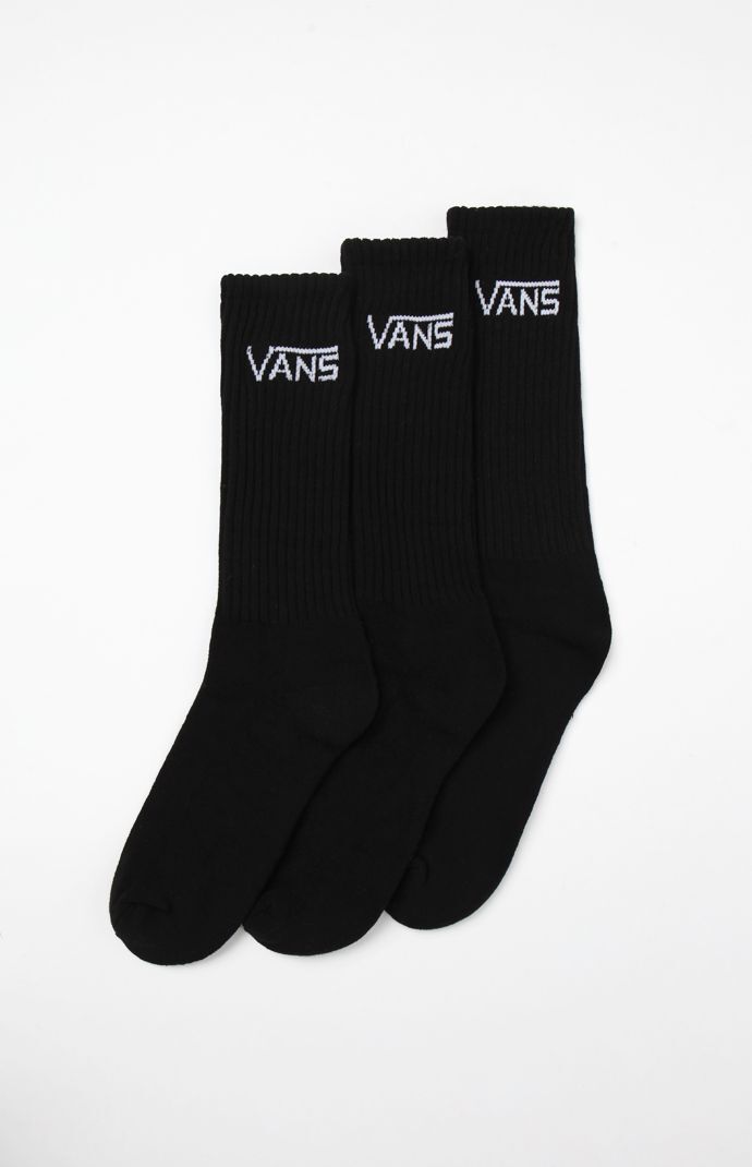 Vans Classic Black Crew Socks 3 Pair Pack | PacSun
