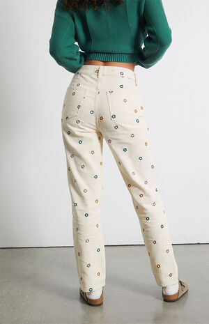 PacSun Flower Embroidered Corduroy Mom Jeans | PacSun
