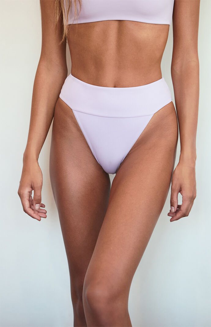 purple high waisted bikini bottoms