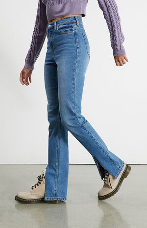PacSun Medium Blue Split High Waisted Slim Fit Jeans | PacSun