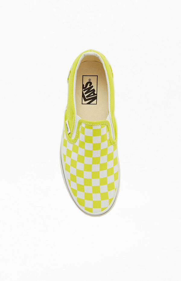 Vans Yellow Classic Checkerboard Slip-On Sneakers | PacSun