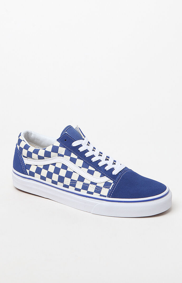 vans old skool blue and white checkered