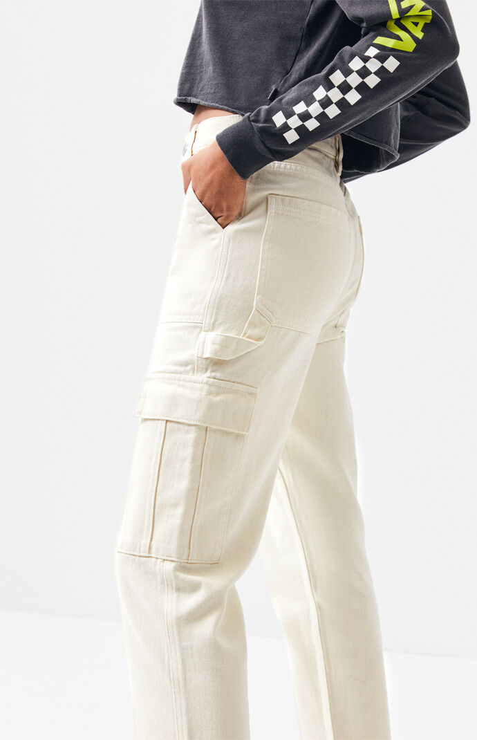 white cargo pants with chain