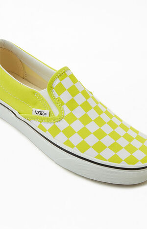 Vans Yellow Classic Checkerboard Slip-On Sneakers | PacSun