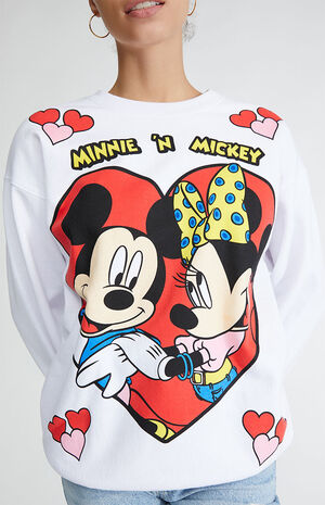 Disney Mickey & Minnie Hearts Crew Neck Sweatshirt | PacSun