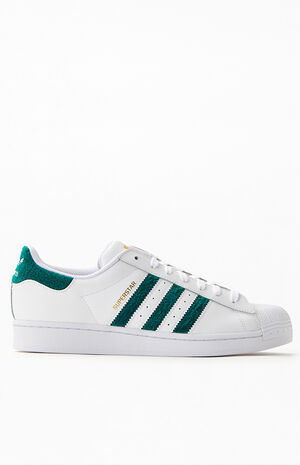 adidas White & Green Superstar Shoes | PacSun