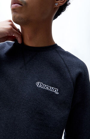 PacSun Black Embroidered Heather Crew Neck Sweatshirt | PacSun