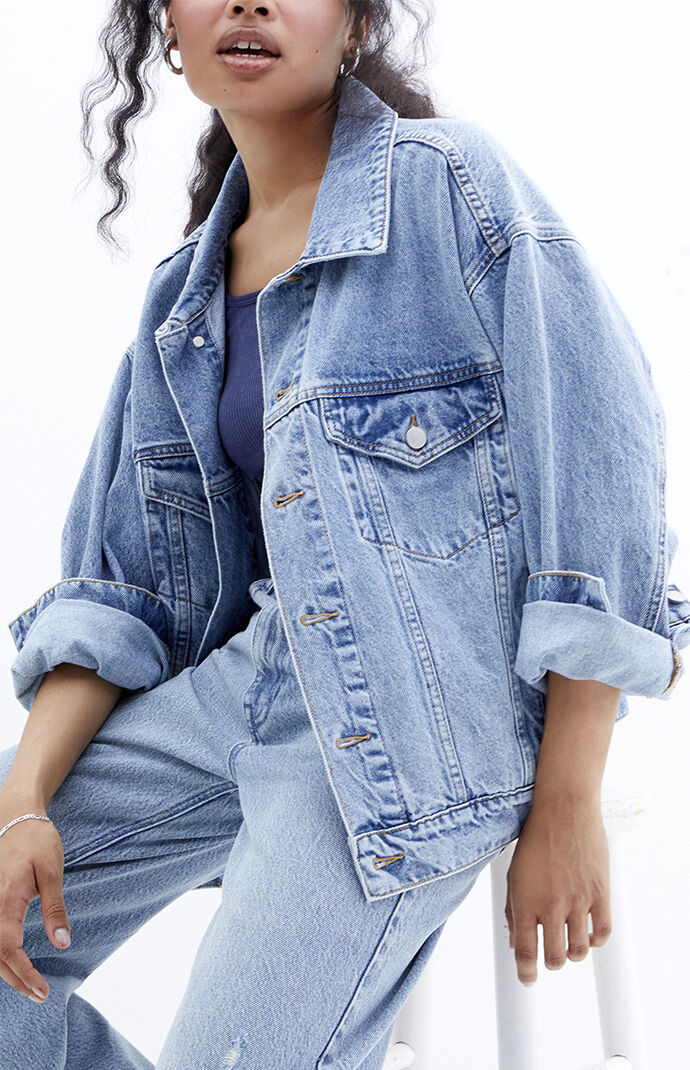 PacSun Medium Indigo Relaxed Denim Trucker Jacket