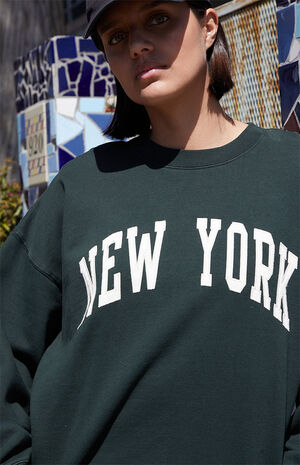John Galt Women's Green Erica New York Crew Neck Sweatshirt