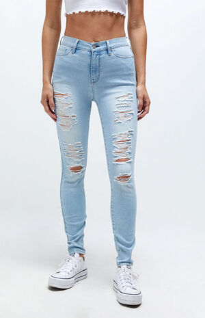 PacSun Light Blue Distressed High Waisted Jeggings | PacSun