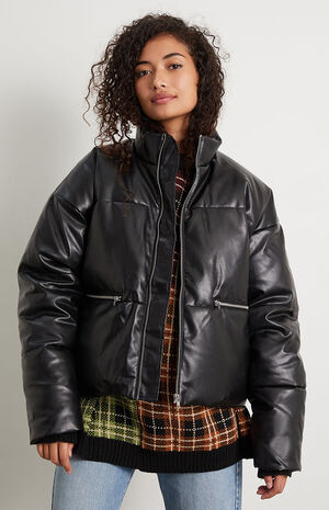 Ragged Jeans Boss Faux Leather Puffer Jacket | PacSun