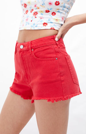 PacSun Eco Red High Waisted Denim Festival Shorts | PacSun