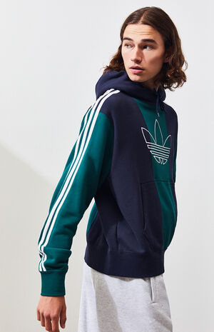 adidas Blue & Green Off Court Trefoil Pullover Hoodie | PacSun