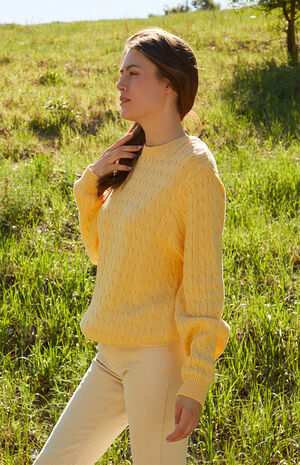 John Galt Yellow Brianna Cable Knit Sweater | PacSun