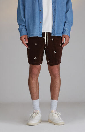 PacSun Brown Embroidered Corduroy Shorts | PacSun