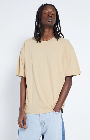 PS Basics Tan Solid Oversized Boxy T-Shirt | PacSun