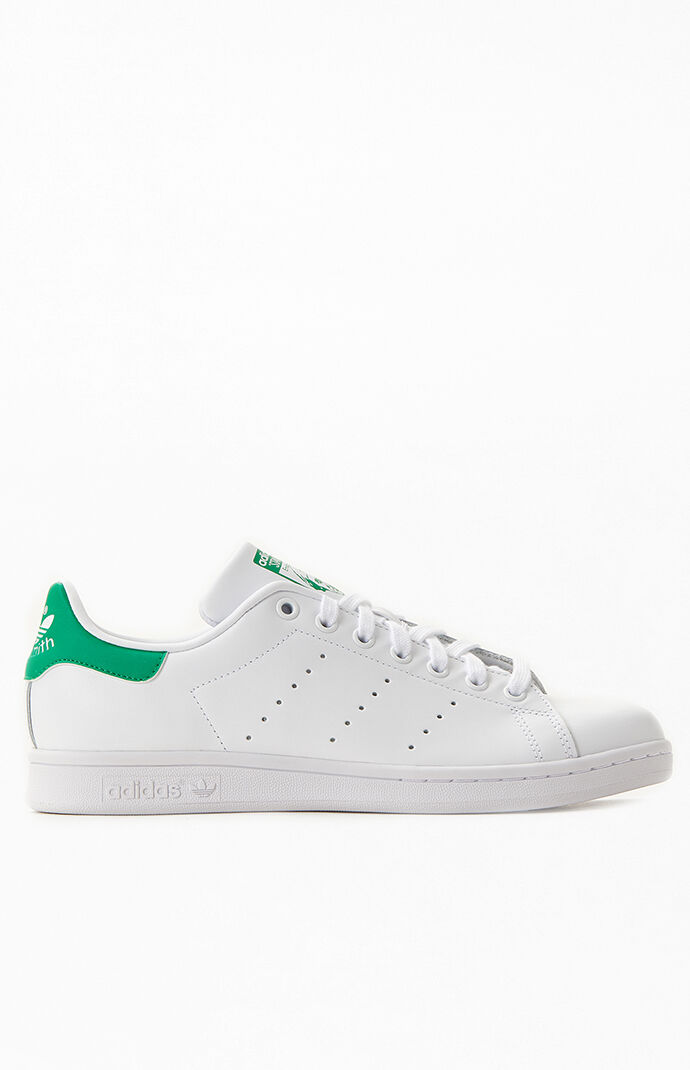 adidas White \u0026 Green Stan Smith Shoes | PacSun