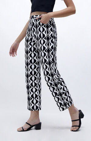 Another Girl Organic Black & White Mono Print Trousers | PacSun
