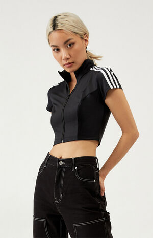 adidas Black Russo Cropped Zip Up Jacket | PacSun