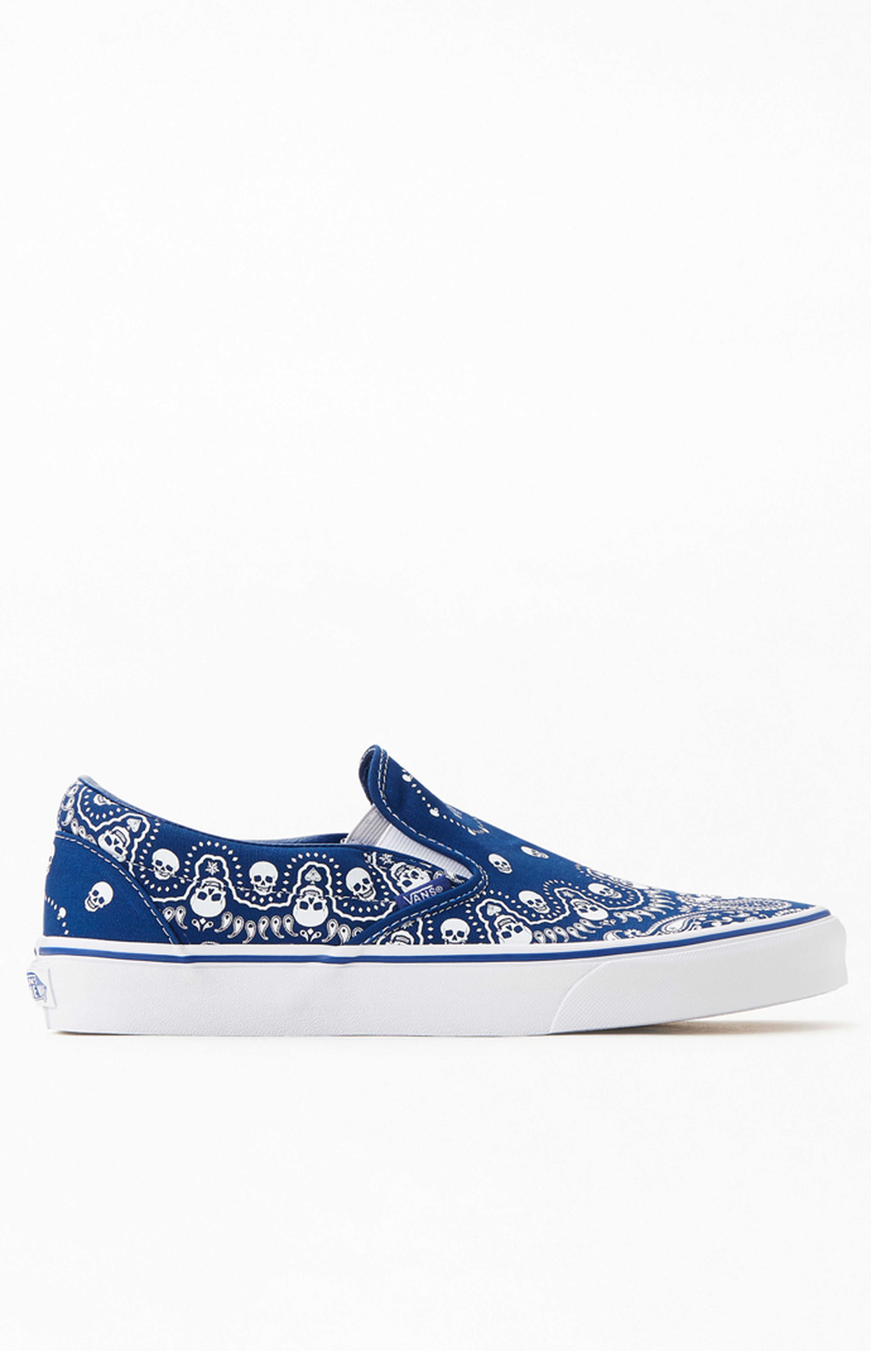 Vans Blue Classic Slip-On Bandana Shoes | PacSun