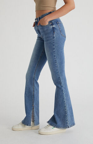 PacSun Dark Blue High Waisted Slim Flare Jeans | PacSun