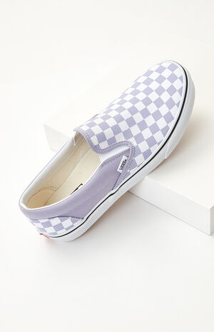 Vans Checkerboard White & Lavender Slip-On Shoes | PacSun