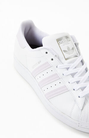 adidas Women's Superstar White & Purple Shoes | PacSun