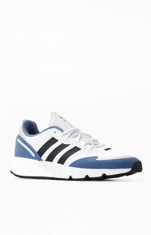 adidas White & Blue ZX 1K Boost Shoes | PacSun