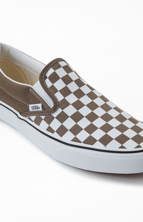 Vans Brown Checkered Classic Slip-On Shoes | PacSun