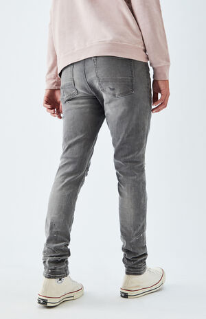 PacSun Gray Ripped Stacked Skinny Jeans | PacSun