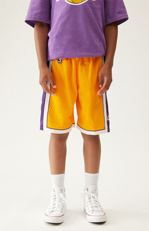 Mitchell & Ness Kids Lakers Swingman Basketball Shorts | PacSun