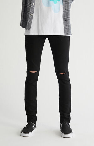 Black Ripped Stacked Skinny Denim Jeans | PacSun | PacSun