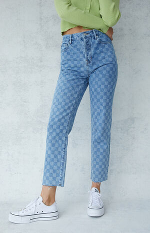 PacSun Eco Checkerboard High Waisted Straight Leg Jeans | PacSun