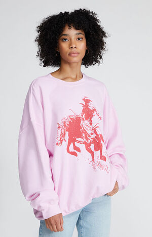 Golden Hour Pink Cowboy Crew Neck Oversized Sweatshirt | PacSun