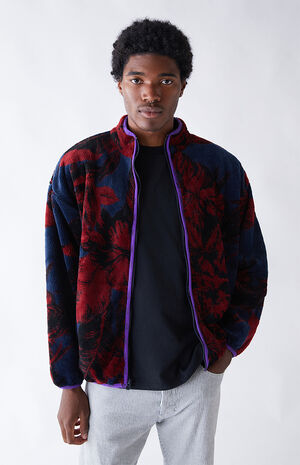 HUF Sativa Floral Front Zip Sherpa Jacket | PacSun