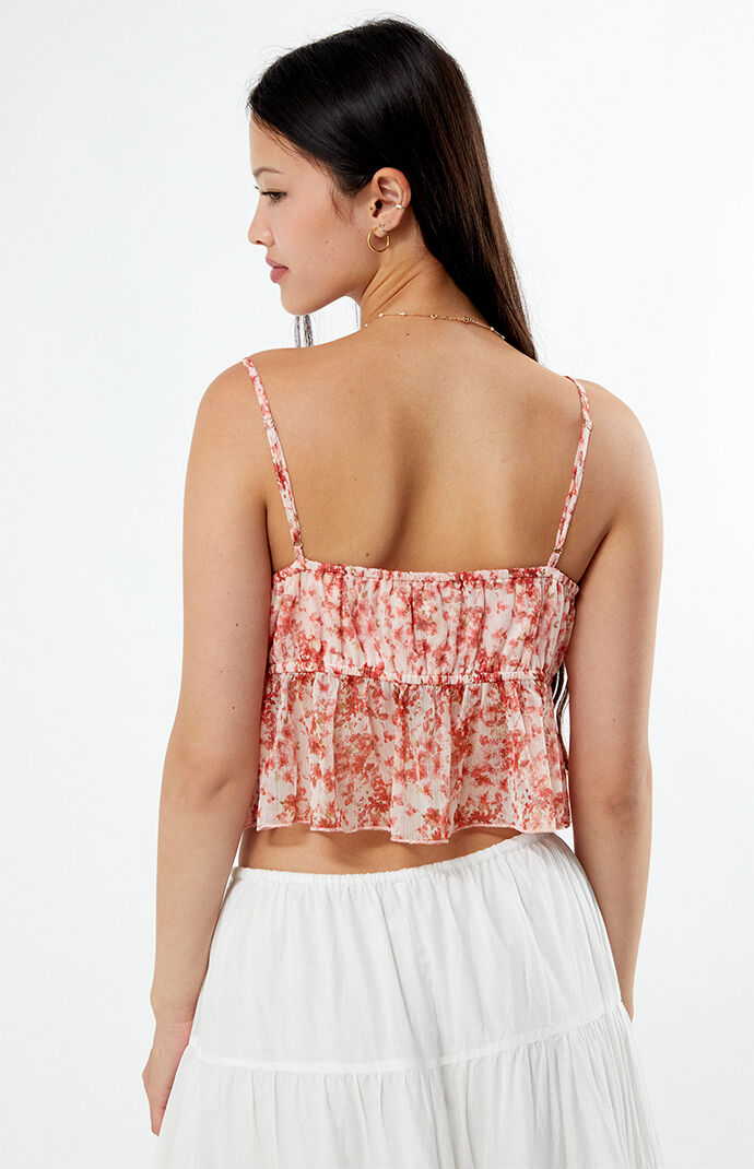 LA Hearts Floral Tie Front Cami